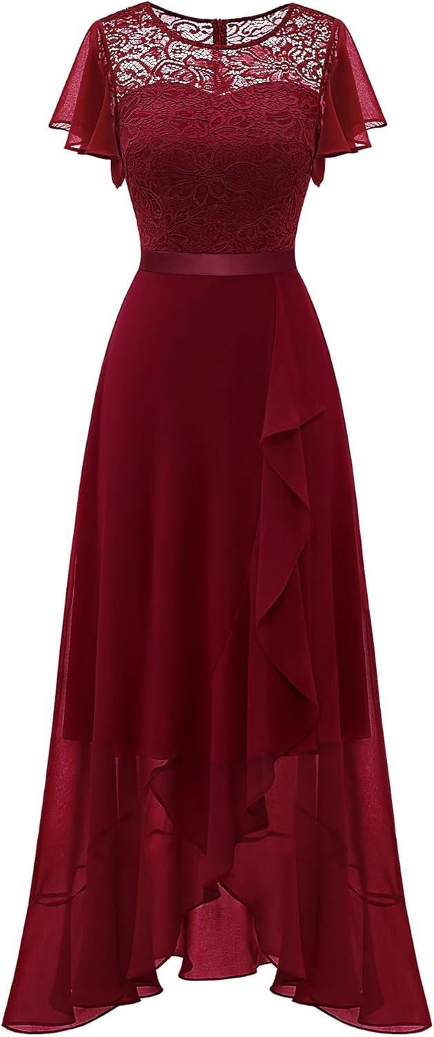 BeryLove Formal Dresses for Women 2025 Wedding Guest with Slit Cocktail Elegant Lace Long Prom Dress