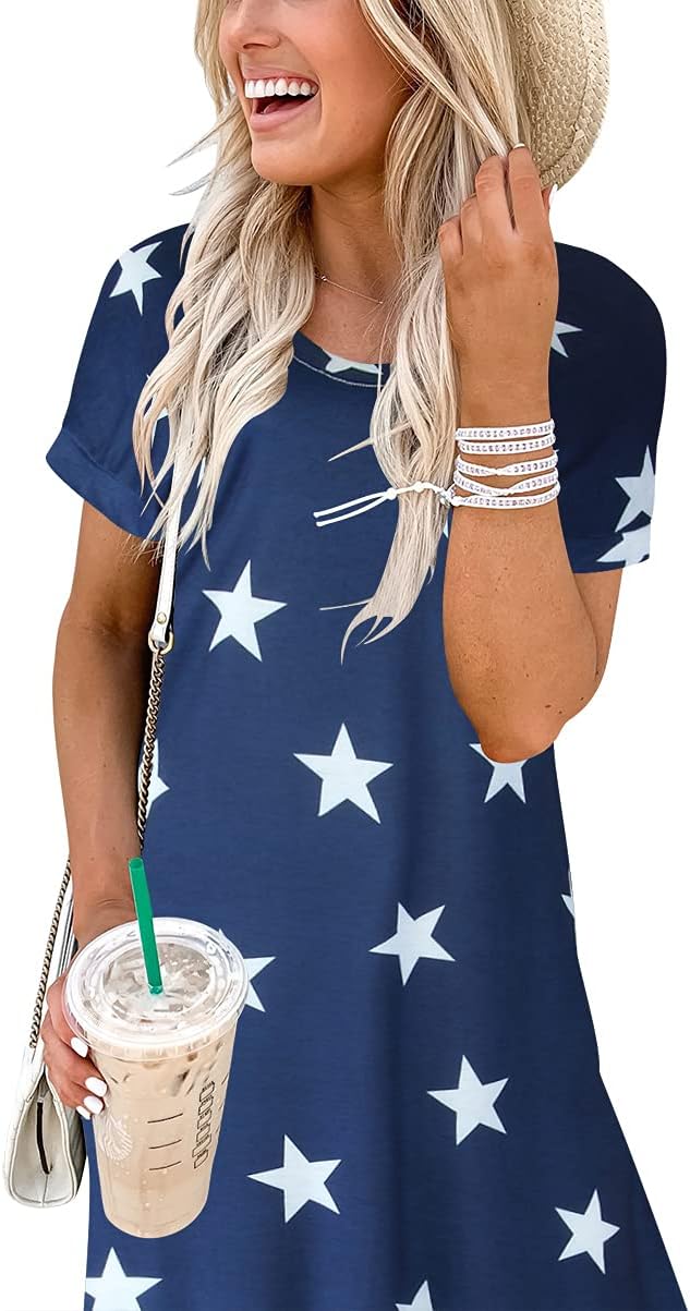 ANRABESS Women's Summer Casual Loose Short Sleeve Long T Shirt Dress Split Maxi Beach Sundress Travel Vacation Outfits