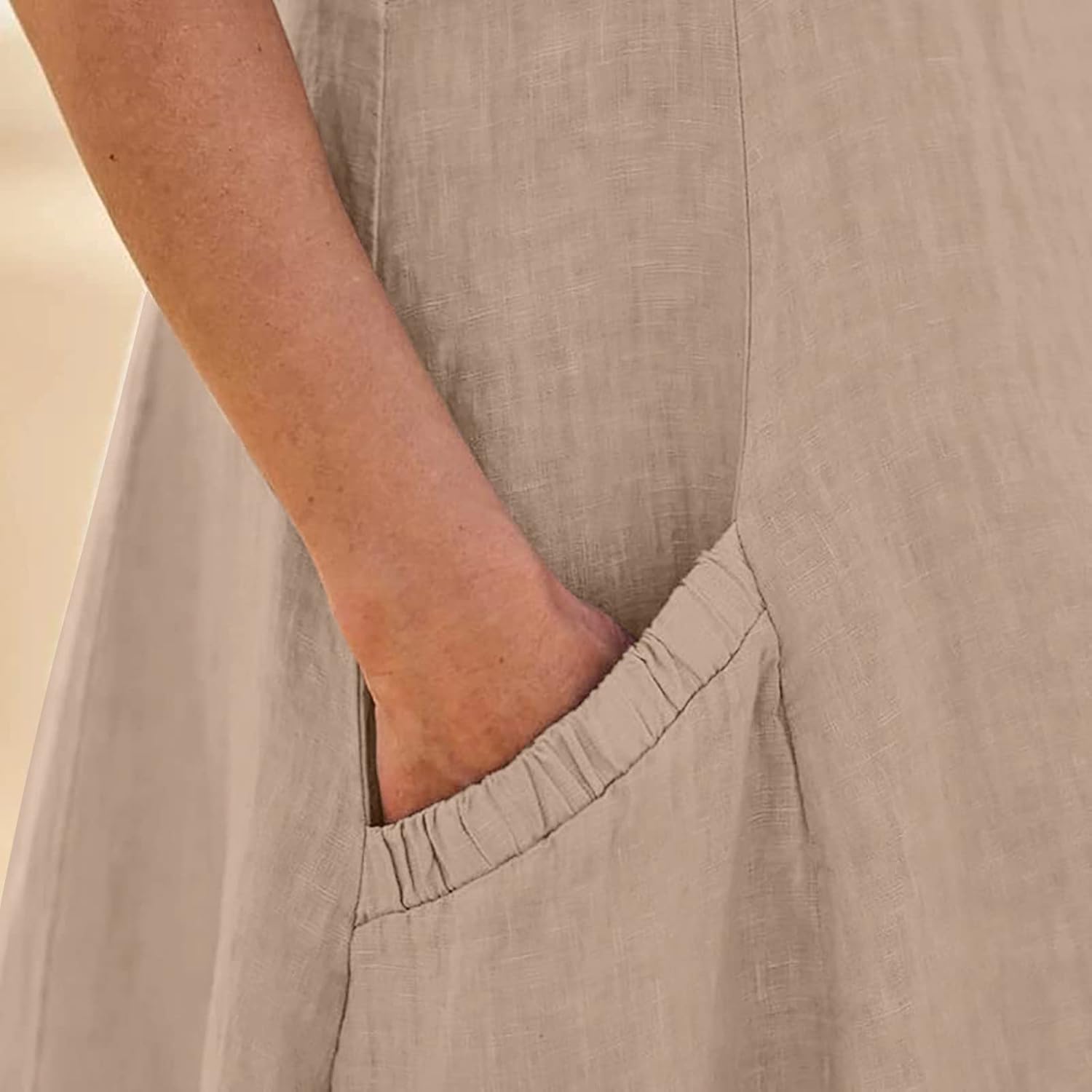 Women's Casual Sleeveless Dresses, Cotton Linen Pocket Dresses Summer Dresses for Women 2024 Sundresses Beach Dress