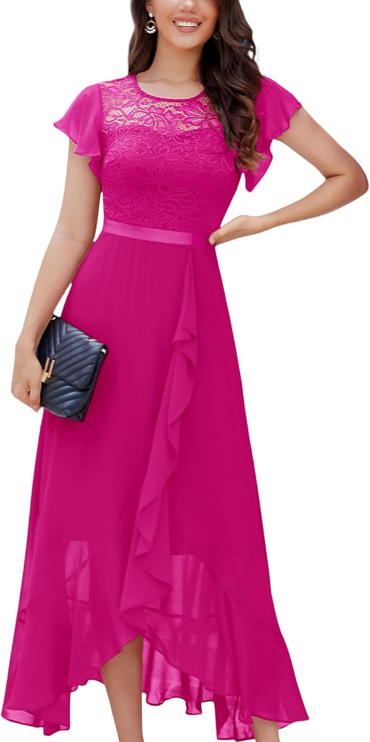 BeryLove Formal Dresses for Women 2025 Wedding Guest with Slit Cocktail Elegant Lace Long Prom Dress