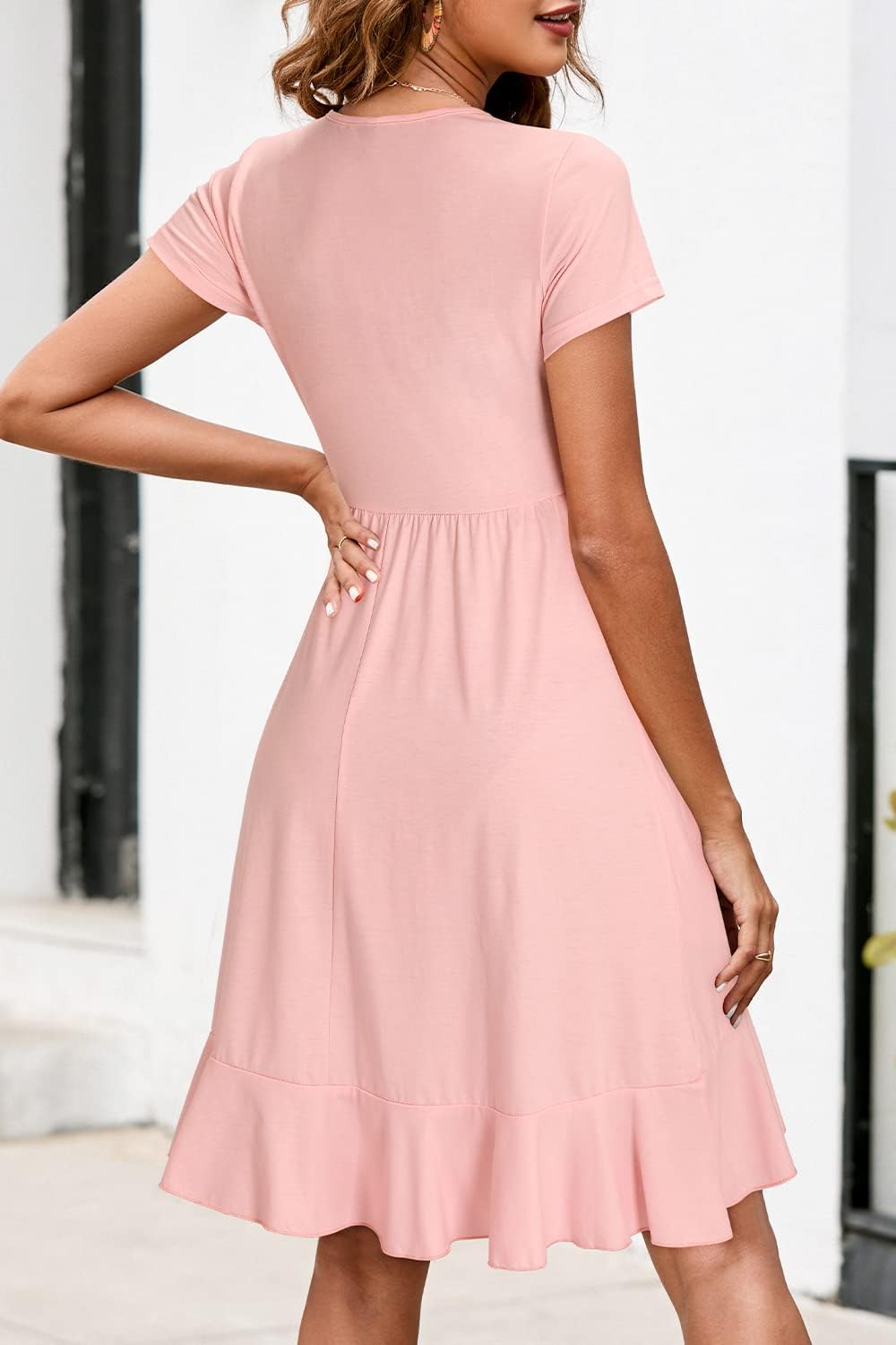 ULTRANICE Womens Summer Dresses Floral V Neck Ruffled Hem Spaghetti Spring Casual Beach Outfits Flowy Wrap Sun Dress