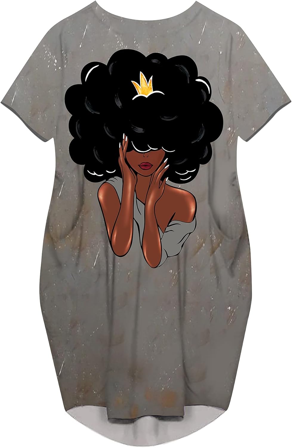 AZPSRT Fashion Women's African American Art Print Dress Casual Loose Dresses