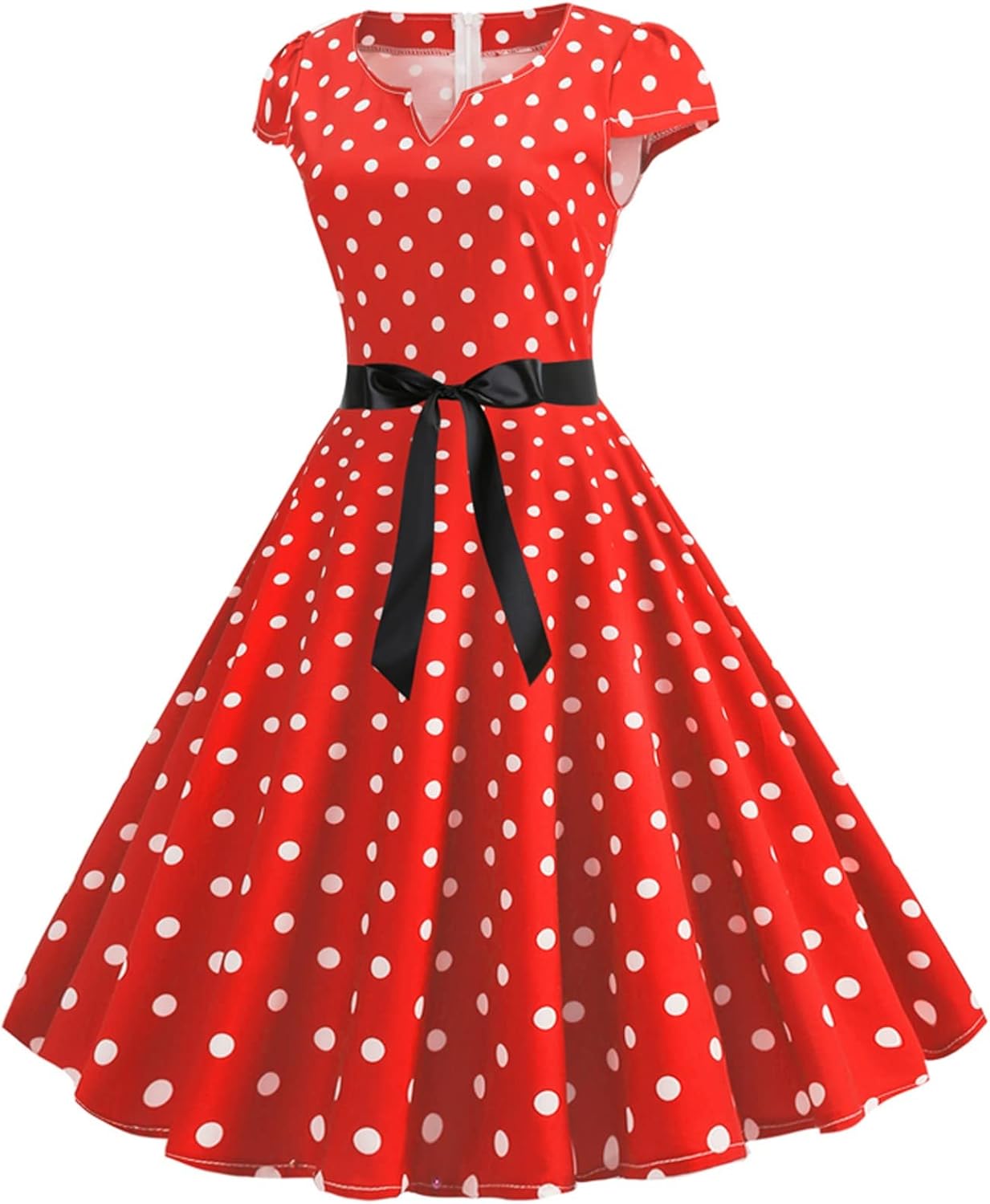 Women Double Breasted Notch Lapel 50s Vintage Short Sleeve Cocktail Swing Dress Polka Dot 1950s Rockabilly Prom Dress