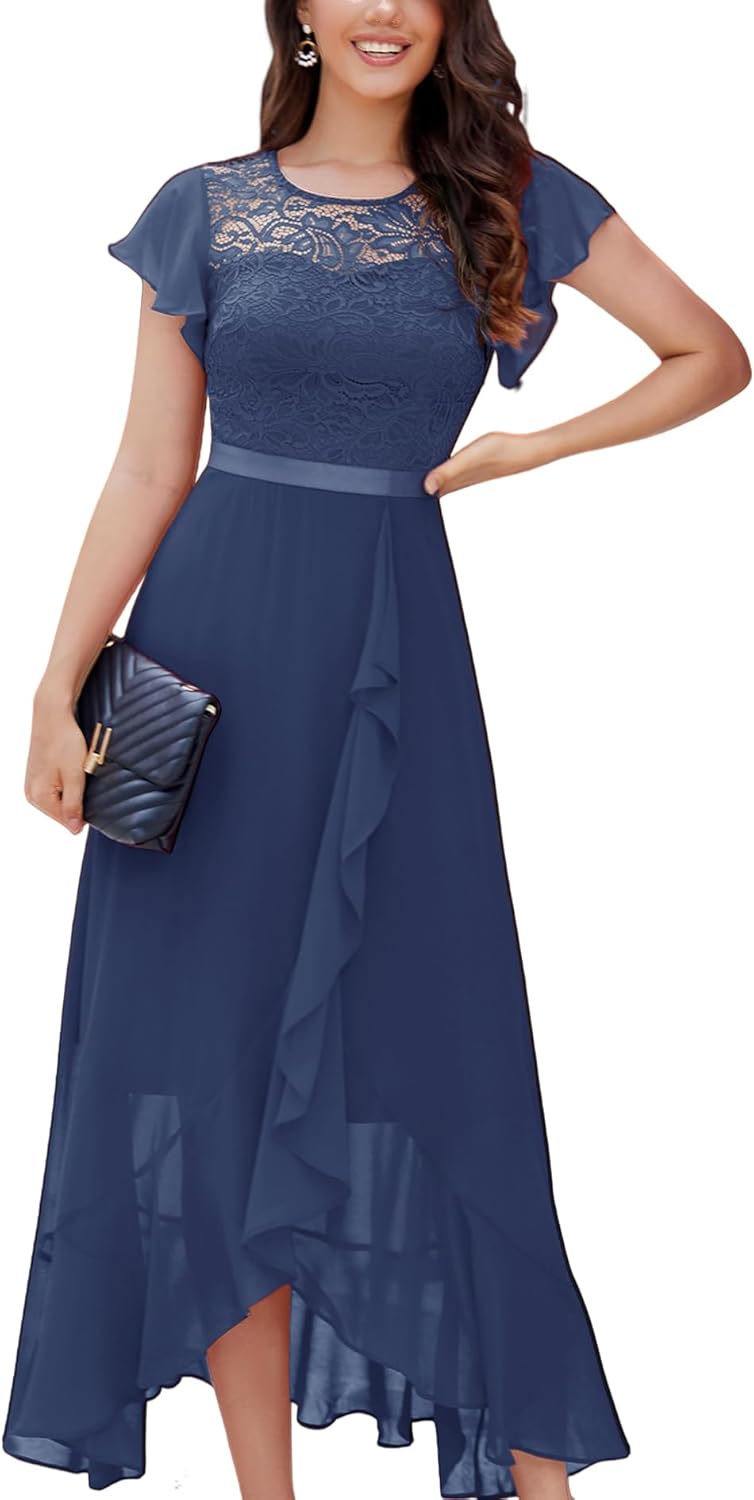 BeryLove Formal Dresses for Women 2025 Wedding Guest with Slit Cocktail Elegant Lace Long Prom Dress