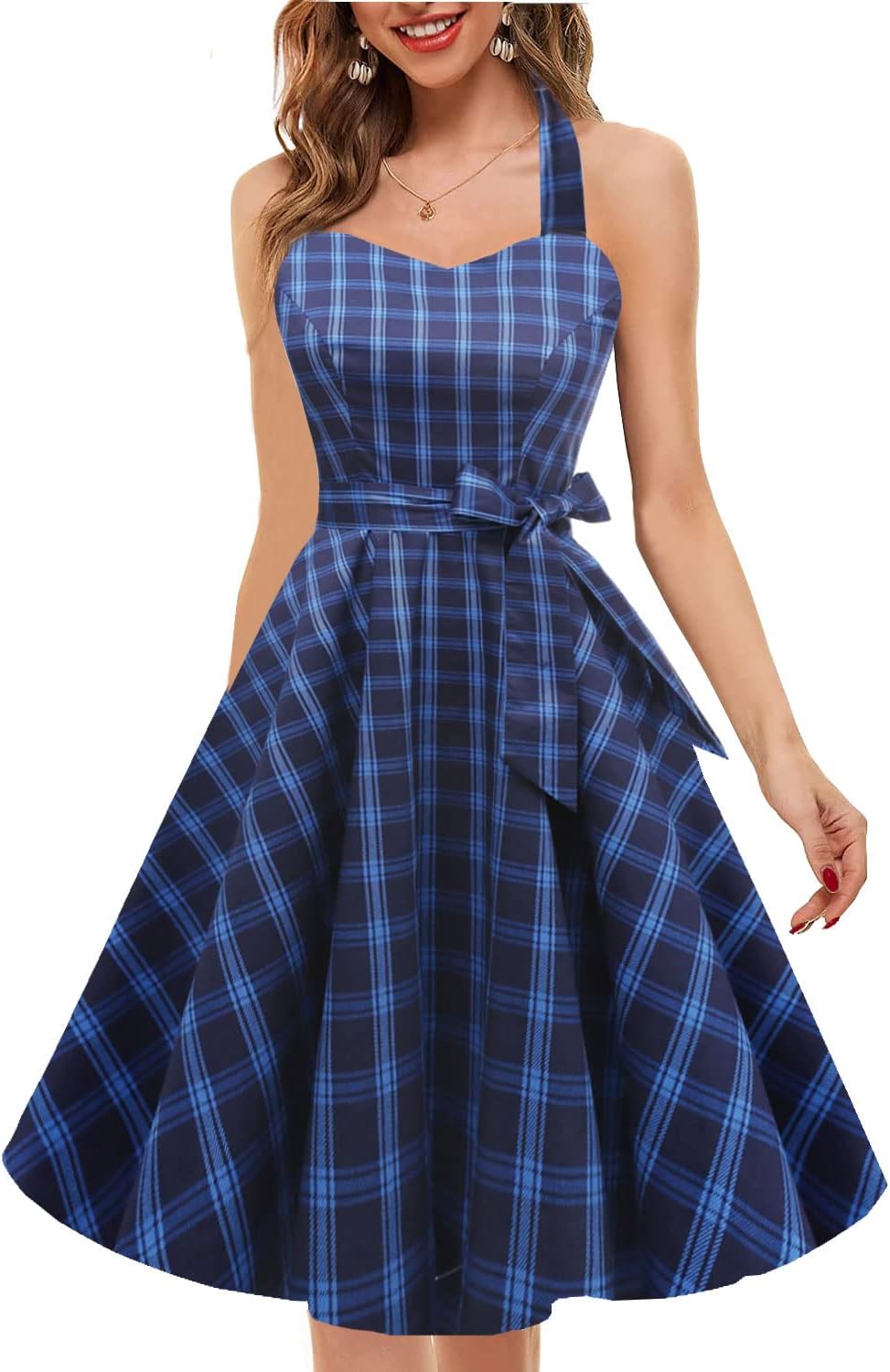 Topdress Women'sVintage Polka Audrey Dress 1950s Halter Retro Cocktail Dress