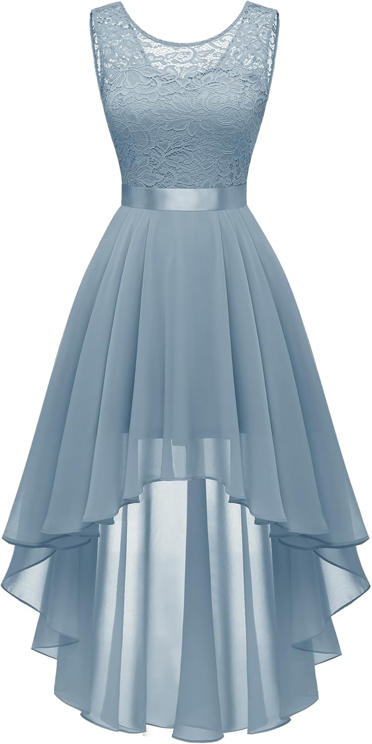 BeryLove Cocktail Prom Dresses 2025 Formal Wedding Guest Dresses Sleeveless Lace High Low Homecoming Dress