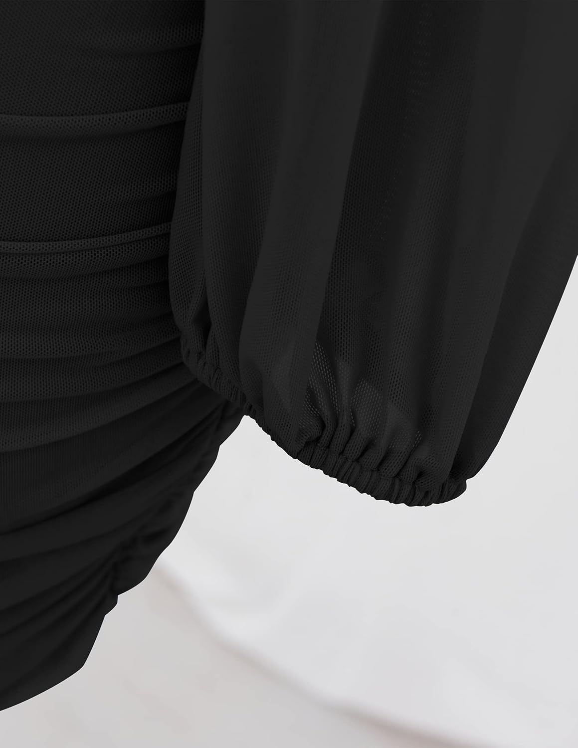 ZESICA Women's Sexy V Neck Ruched Bodycon Mini Dress Puff Long Sleeve Cocktail Wedding Party Short Dresses