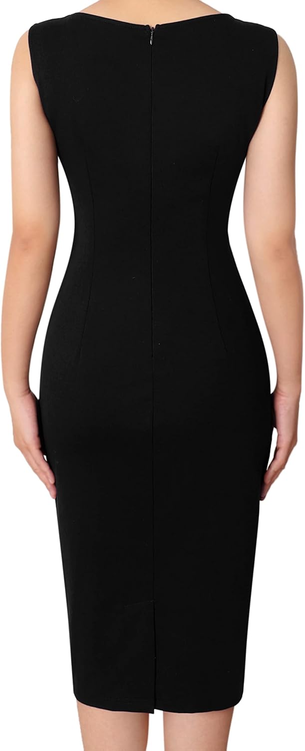 VFSHOW Womens Elegant Slim Front Zipper up Work Business Office Party Sheath Dress