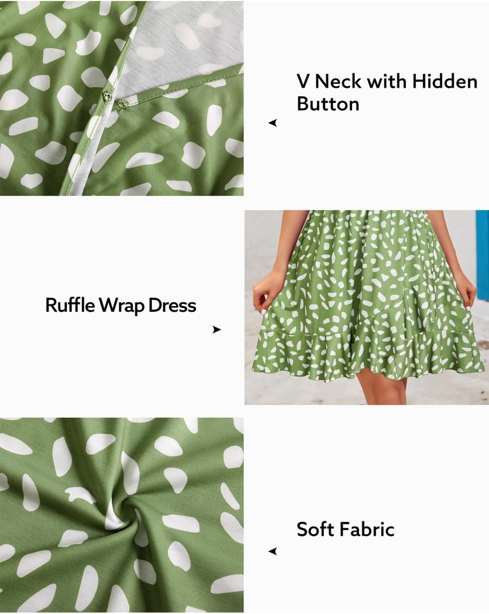 ULTRANICE Womens Summer Dresses Floral V Neck Ruffled Hem Spaghetti Spring Casual Beach Outfits Flowy Wrap Sun Dress