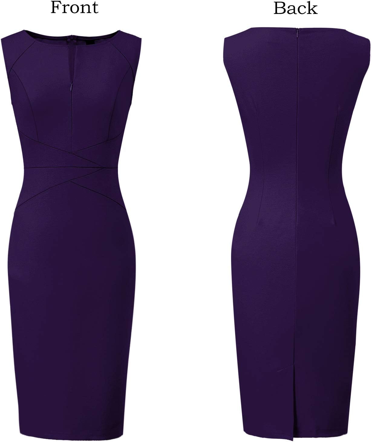 VFSHOW Womens Elegant Slim Front Zipper up Work Business Office Party Sheath Dress