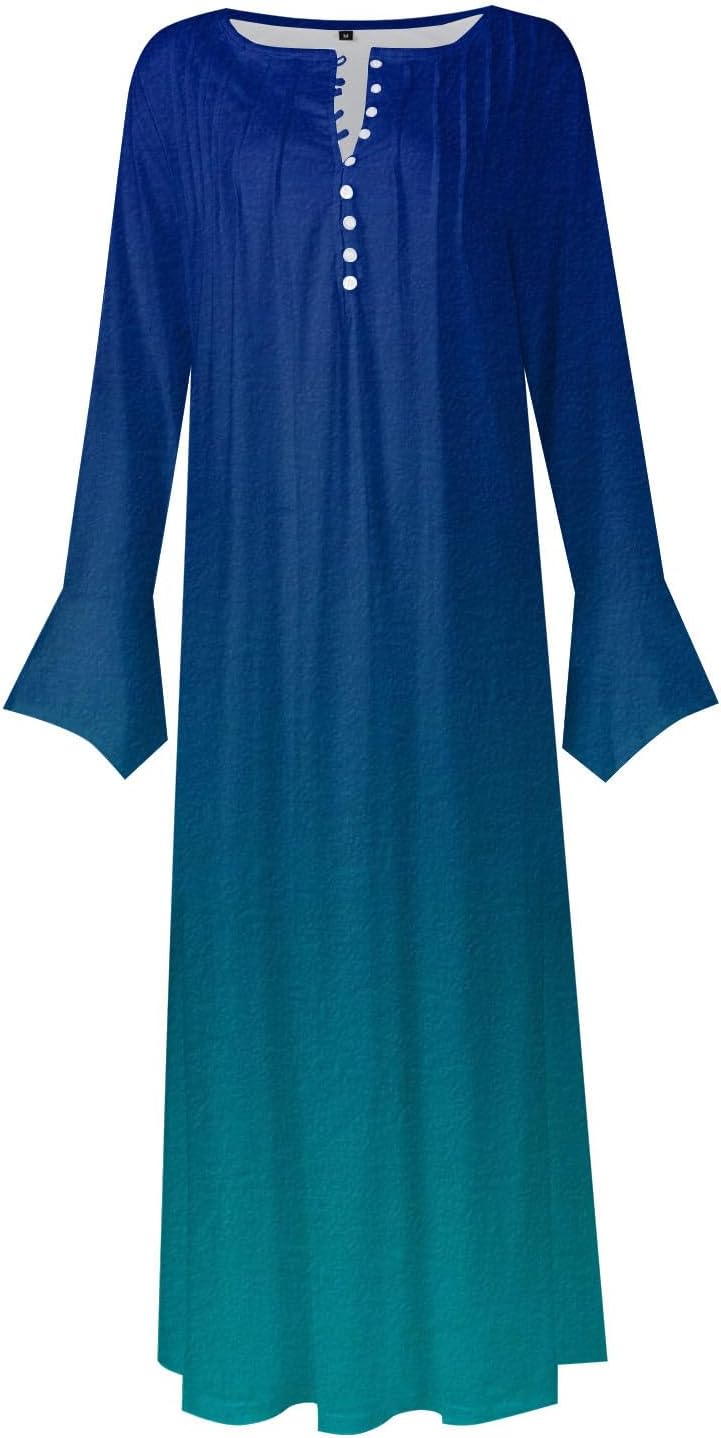 DOPOCQ Fall Women Dresses 2023 Long Sleeve V Neck Plus Size Maxi Dress Boho Dress High Waisted A-Line Dress with Pocket