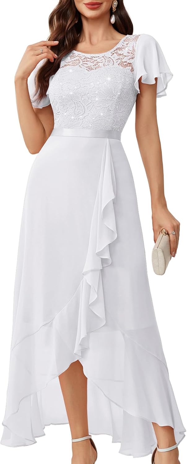 BeryLove Formal Dresses for Women 2025 Wedding Guest with Slit Cocktail Elegant Lace Long Prom Dress