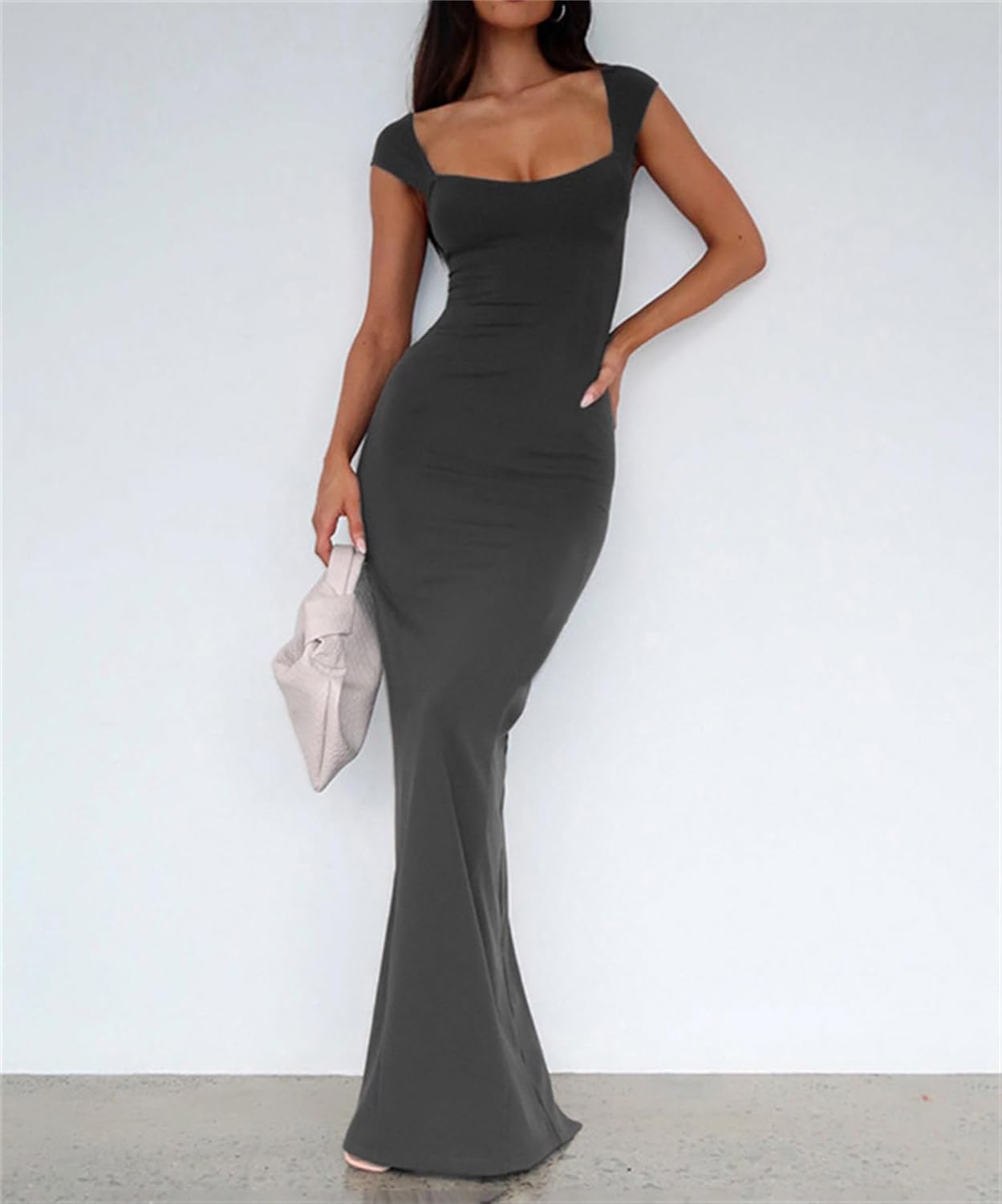 Hafailia Women's Casual Soft Lounge Long Slip Dress Sexy Sleeveless Bodycon Maxi Dresses Evening Formal Cocktail