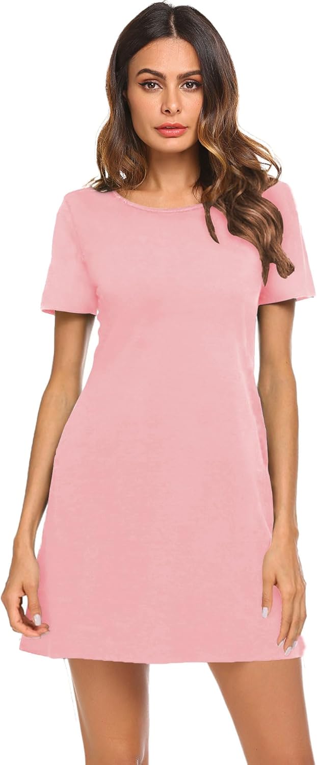 Feager Women's Casual Striped Criss Cross Short Sleeve T Shirt Dress
