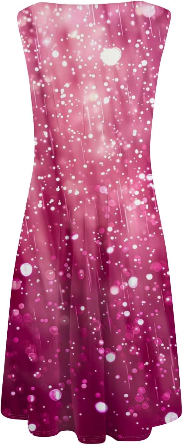 Womens Tank Sundress 2025 Casual Floral Print Tshirt Dress Swing Sleeveless Midi Dress Crewneck Pleated Summer Dresses