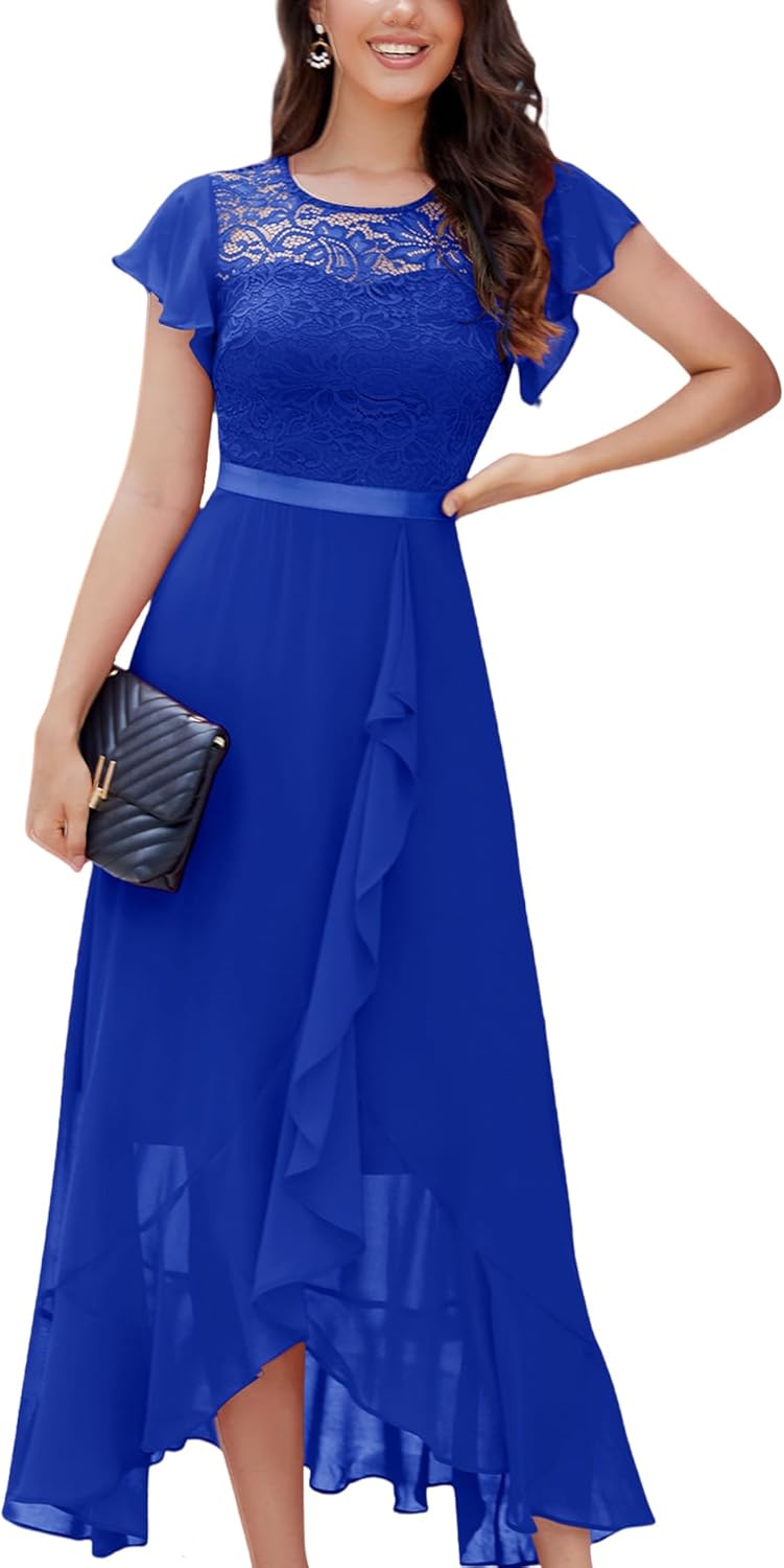 BeryLove Formal Dresses for Women 2025 Wedding Guest with Slit Cocktail Elegant Lace Long Prom Dress