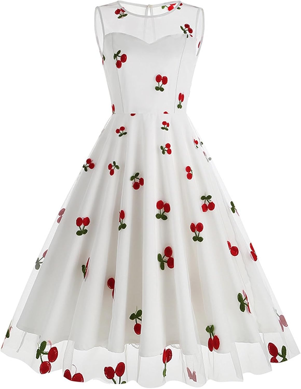 HGps8w Vintage Cocktail Dress for Women, Elegant Butterfly Embroidered Lace V Neck Sleeveless A-Line Party Swing Dresses