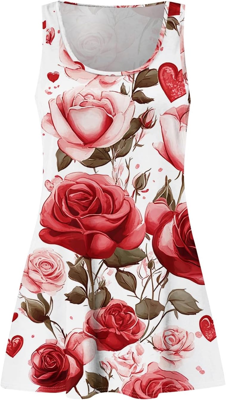 Women's Casual Sundress with Pockets Summer Boho Beach Dress,Holiday Hresses for Woment-Shirts Dress U Neck Loose Tank