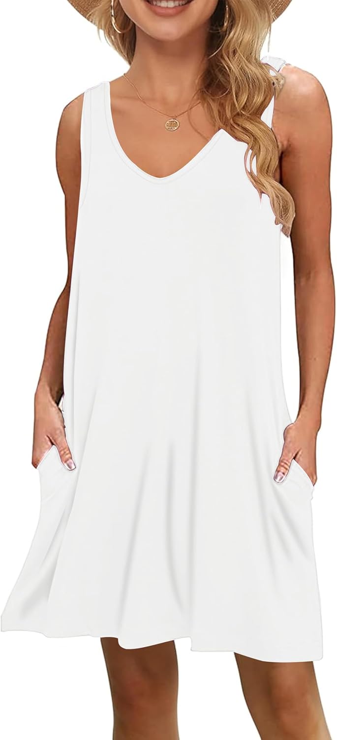 MISFAY Women's Summer Casual T Shirt Dresses Beach Cover up Tank Dress