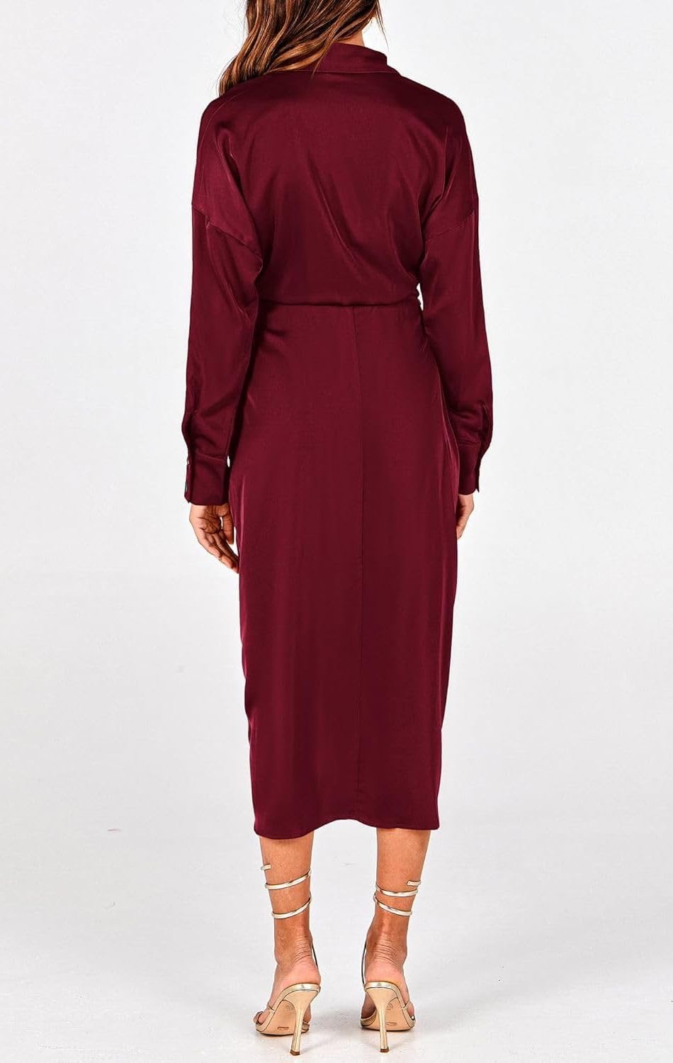 Women's Swing Classic Cute Maxi Ruched Breathable Shirt Dresses Bownot Slim Fitted Dress