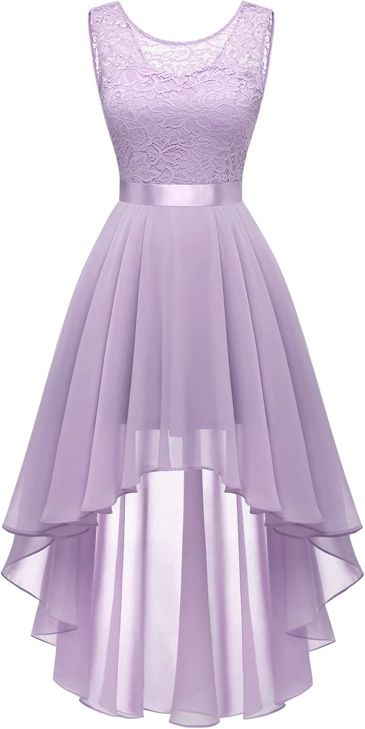 BeryLove Cocktail Prom Dresses 2025 Formal Wedding Guest Dresses Sleeveless Lace High Low Homecoming Dress