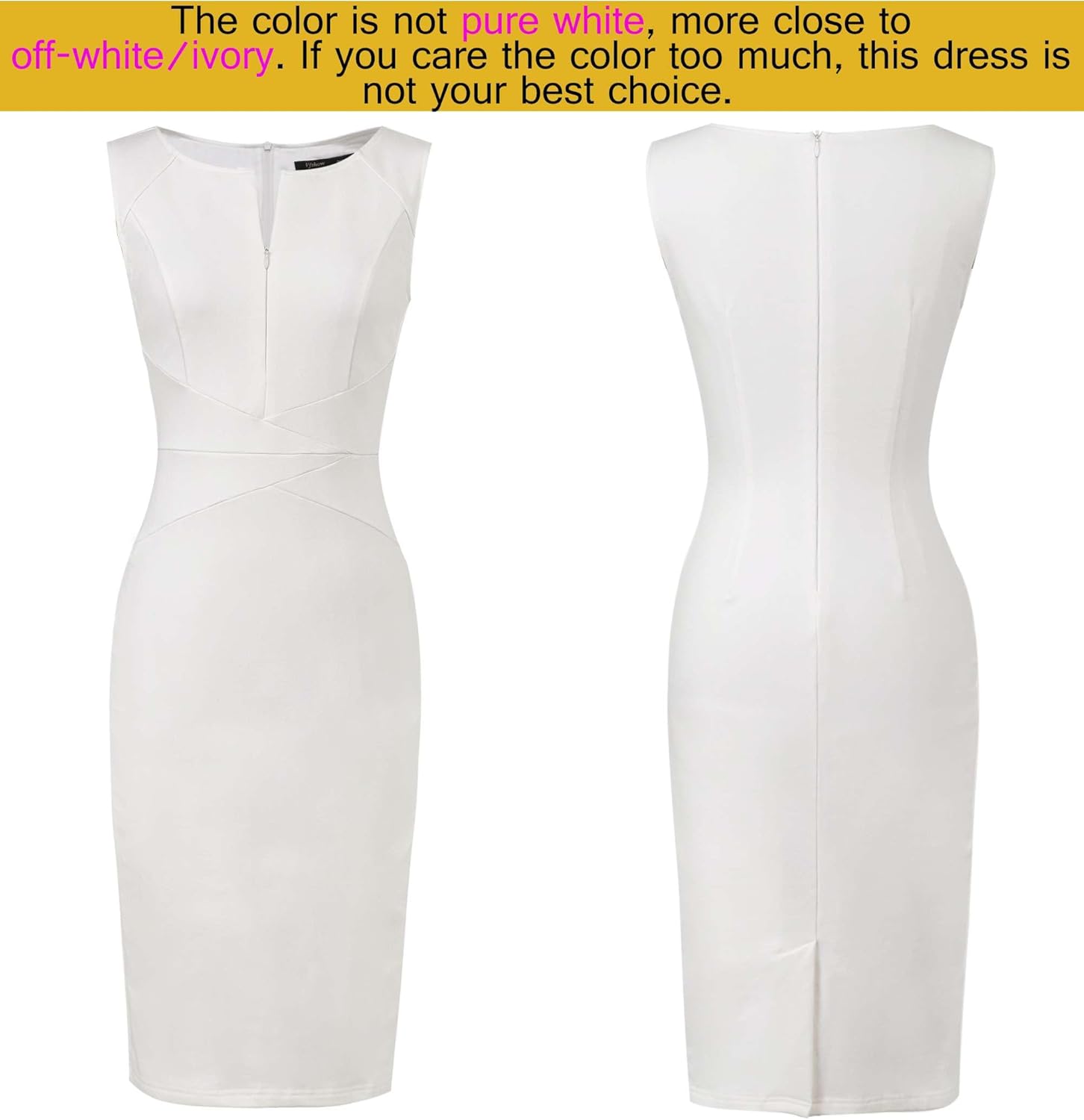 VFSHOW Womens Elegant Slim Front Zipper up Work Business Office Party Sheath Dress