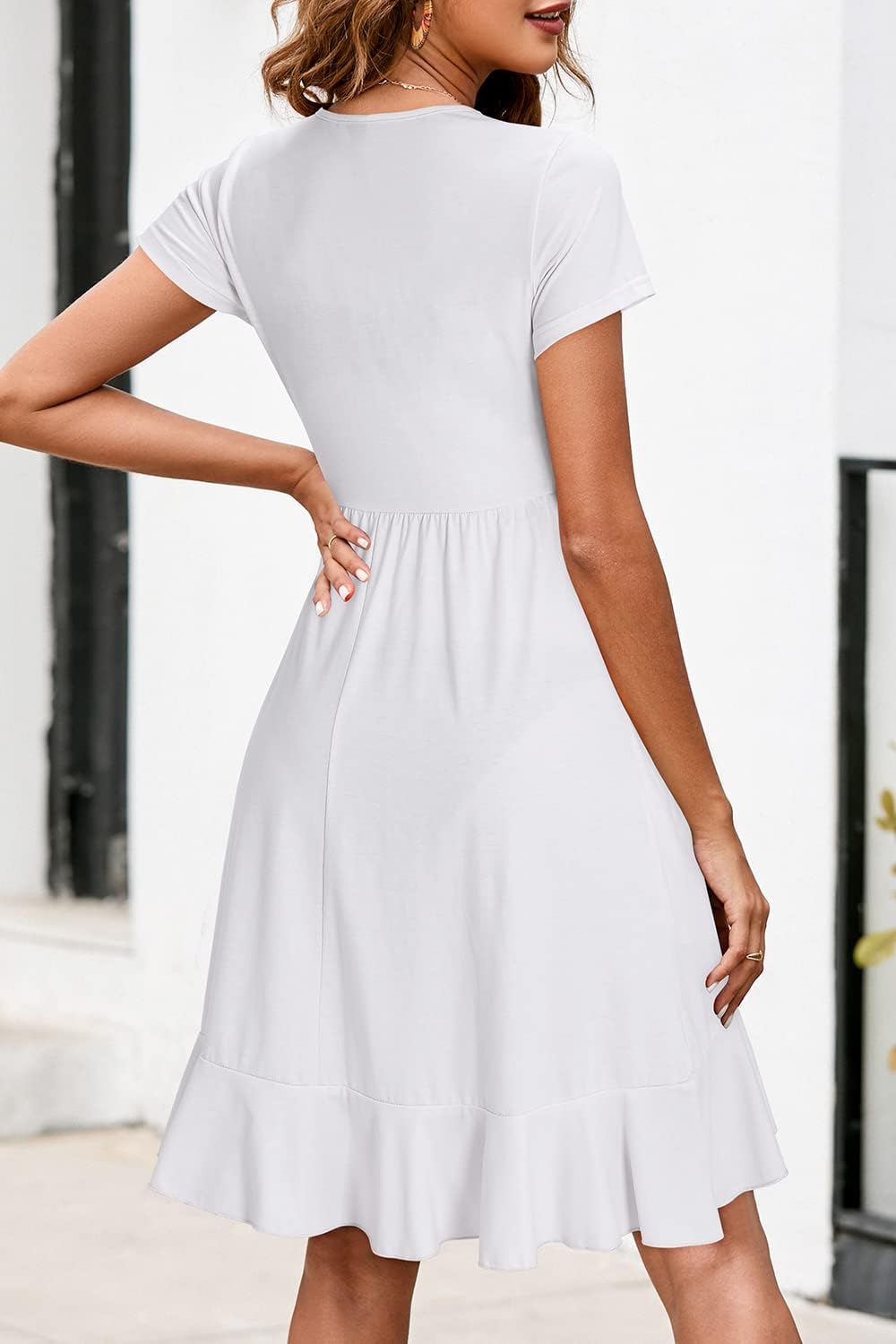 ULTRANICE Womens Summer Dresses Floral V Neck Ruffled Hem Spaghetti Spring Casual Beach Outfits Flowy Wrap Sun Dress