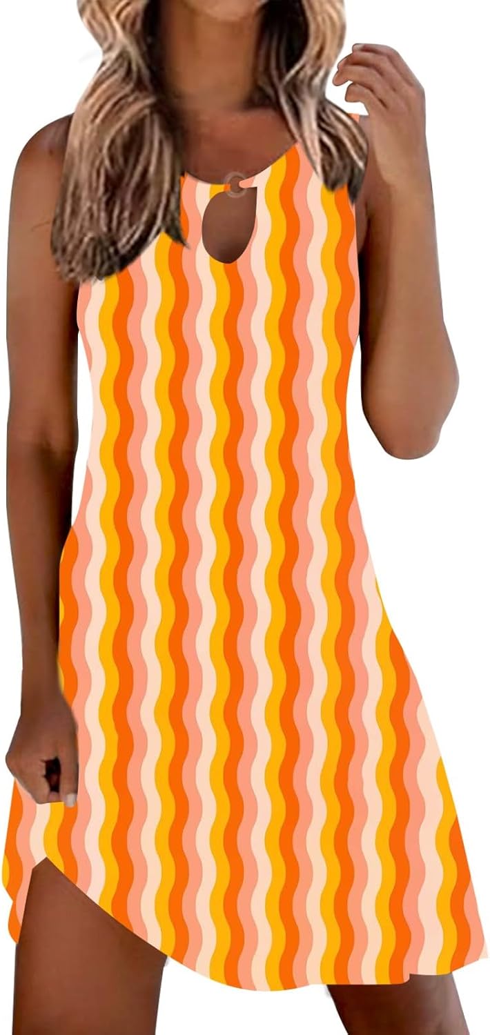 Summer Dresses for Women 2025 Vacation Beach Casual Vintage Midi Sundresses Sexy Sleeveless V Neck Boho Tank Dress