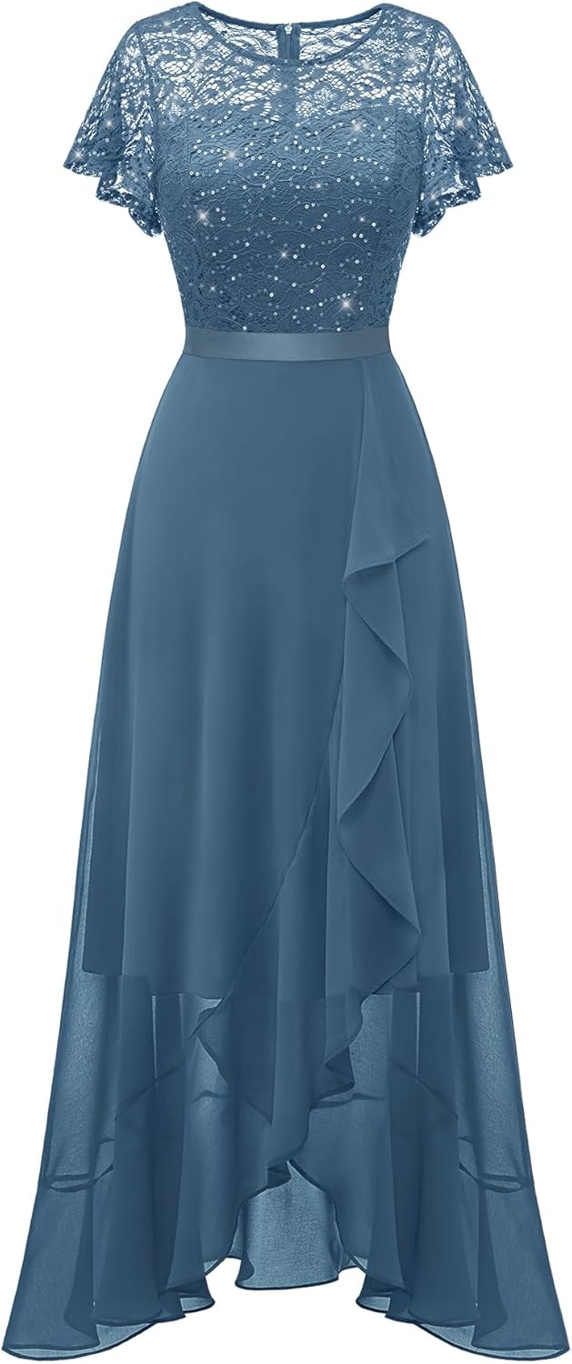 BeryLove Formal Dresses for Women 2025 Wedding Guest with Slit Cocktail Elegant Lace Long Prom Dress