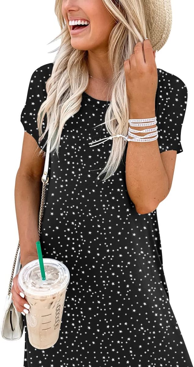 ANRABESS Women's Summer Casual Loose Short Sleeve Long T Shirt Dress Split Maxi Beach Sundress Travel Vacation Outfits