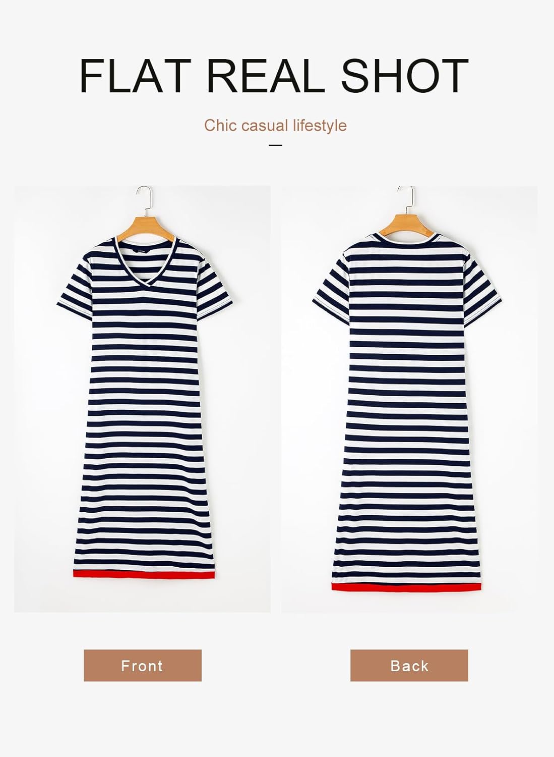 Dokotoo Summer Dress Casual Womens Fashion Short Sleeve Maxi Dress T Shirt Dress Striped Long Color Block Maxi Dress