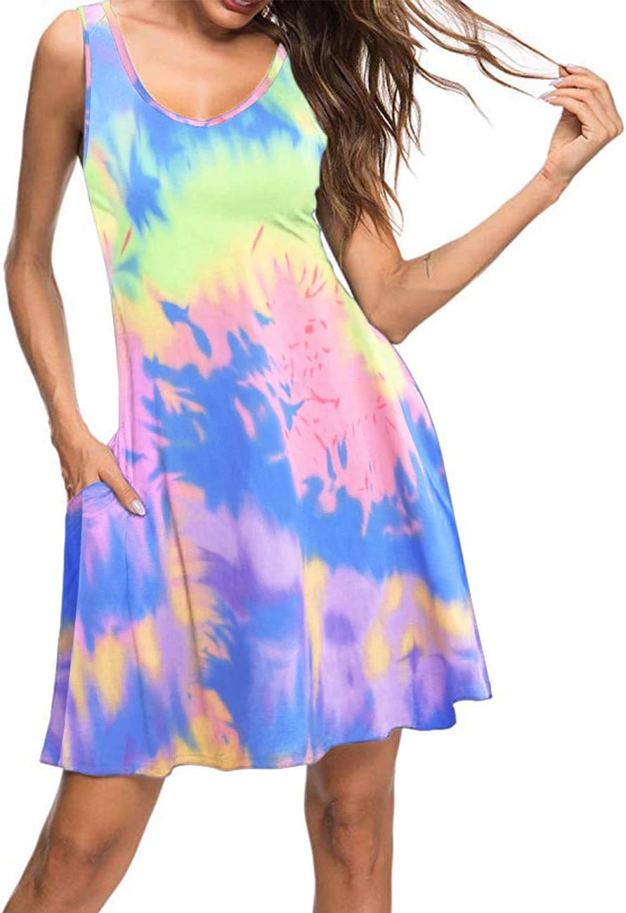 MISFAY Women's Summer Casual T Shirt Dresses Beach Cover up Tank Dress