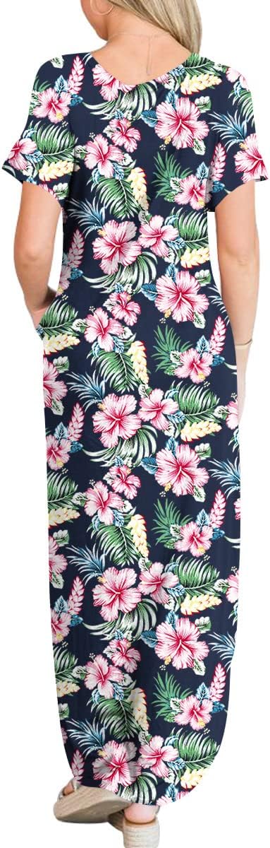 ANRABESS Women's Summer Casual Loose Short Sleeve Long T Shirt Dress Split Maxi Beach Sundress Travel Vacation Outfits