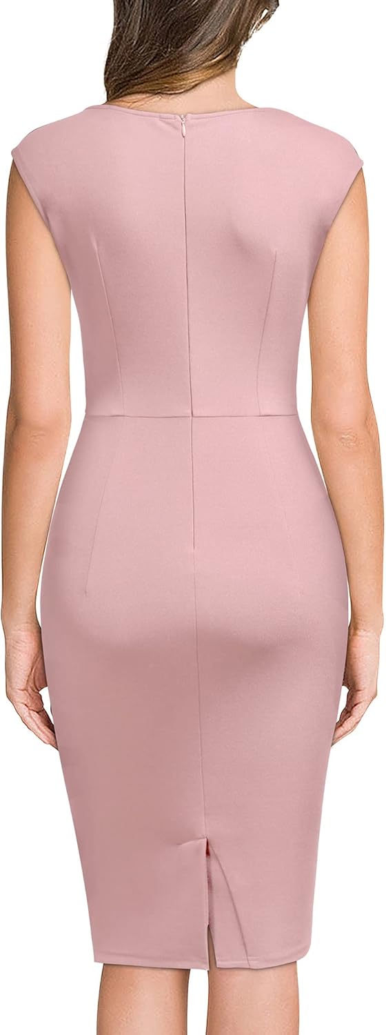 Miusol Women's Retro Ruffle Style Slim Work Pencil Dress