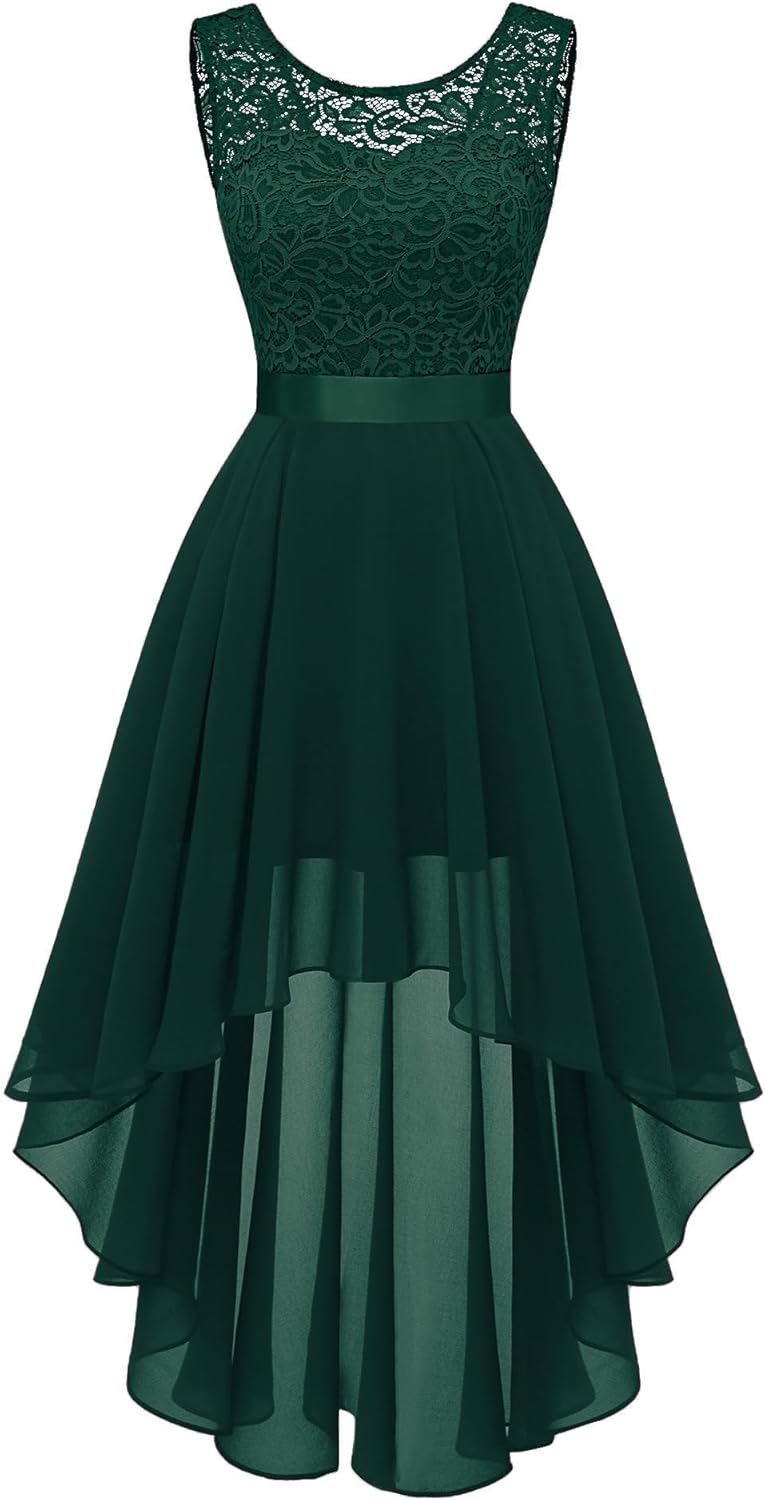 BeryLove Cocktail Prom Dresses 2025 Formal Wedding Guest Dresses Sleeveless Lace High Low Homecoming Dress