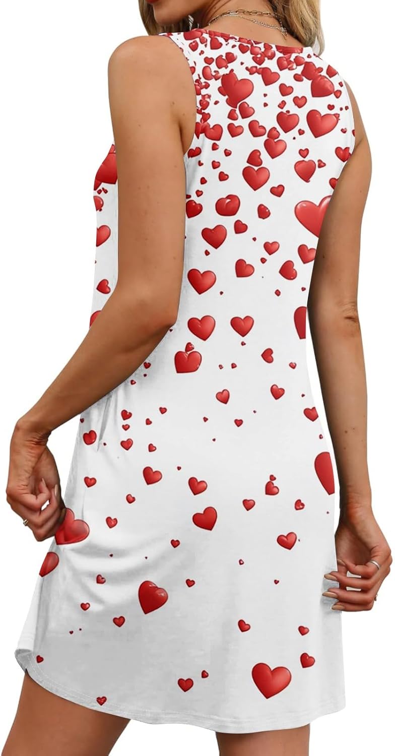 Women's Casual Sundress with Pockets Summer Boho Beach Dress,Holiday Hresses for Woment-Shirts Dress U Neck Loose Tank
