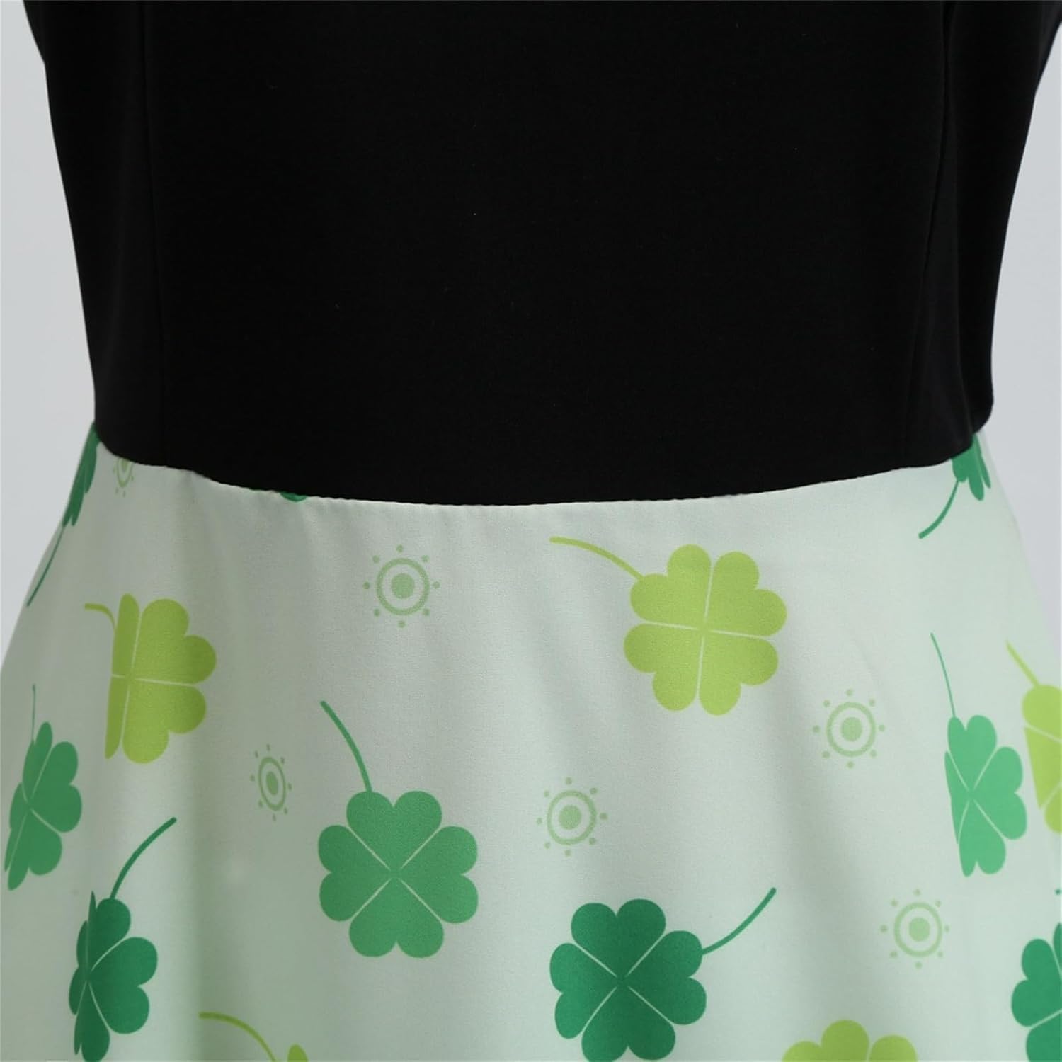 aihihe St Patricks Day Dress for Women A Line Pleated Hepburn Dress Lukcy Shamrock Print Irish Dress 2024 Vintage Dress