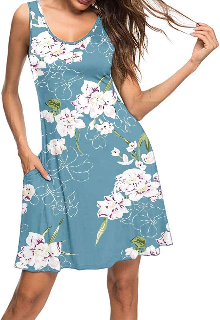 MISFAY Women's Summer Casual T Shirt Dresses Beach Cover up Tank Dress