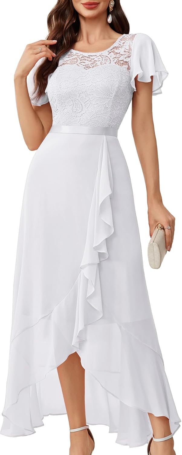 BeryLove Formal Dresses for Women 2025 Wedding Guest with Slit Cocktail Elegant Lace Long Prom Dress