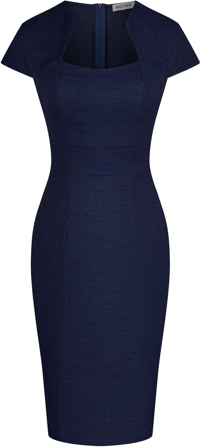 GRACE KARIN Women's Gorgeous Pencil Dress Cap Sleeve Tweed Pencil Dress for Work