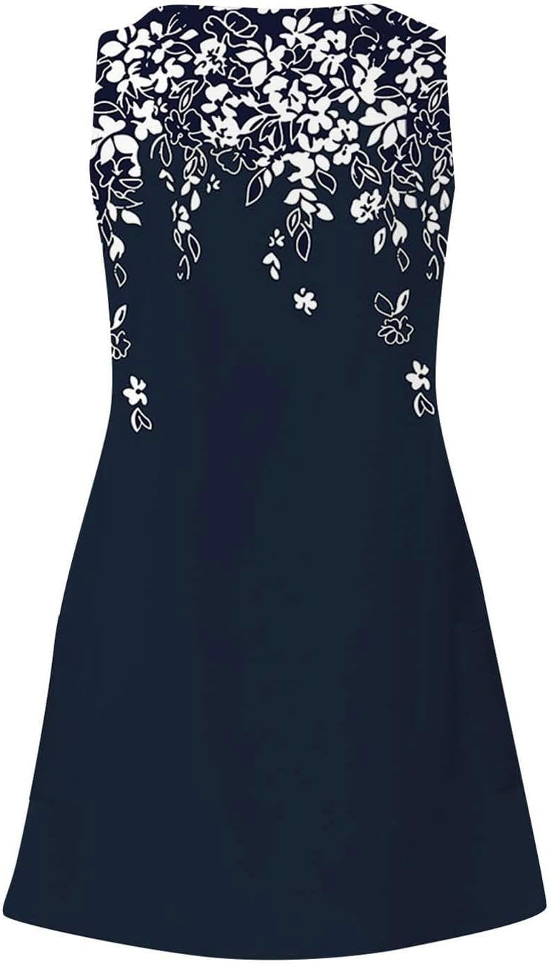 Summer Dresses for Women 2024 Vacation Trendy Sundresses Sleeveless Floral Boho Mini Dress Casual Beach Cover Ups