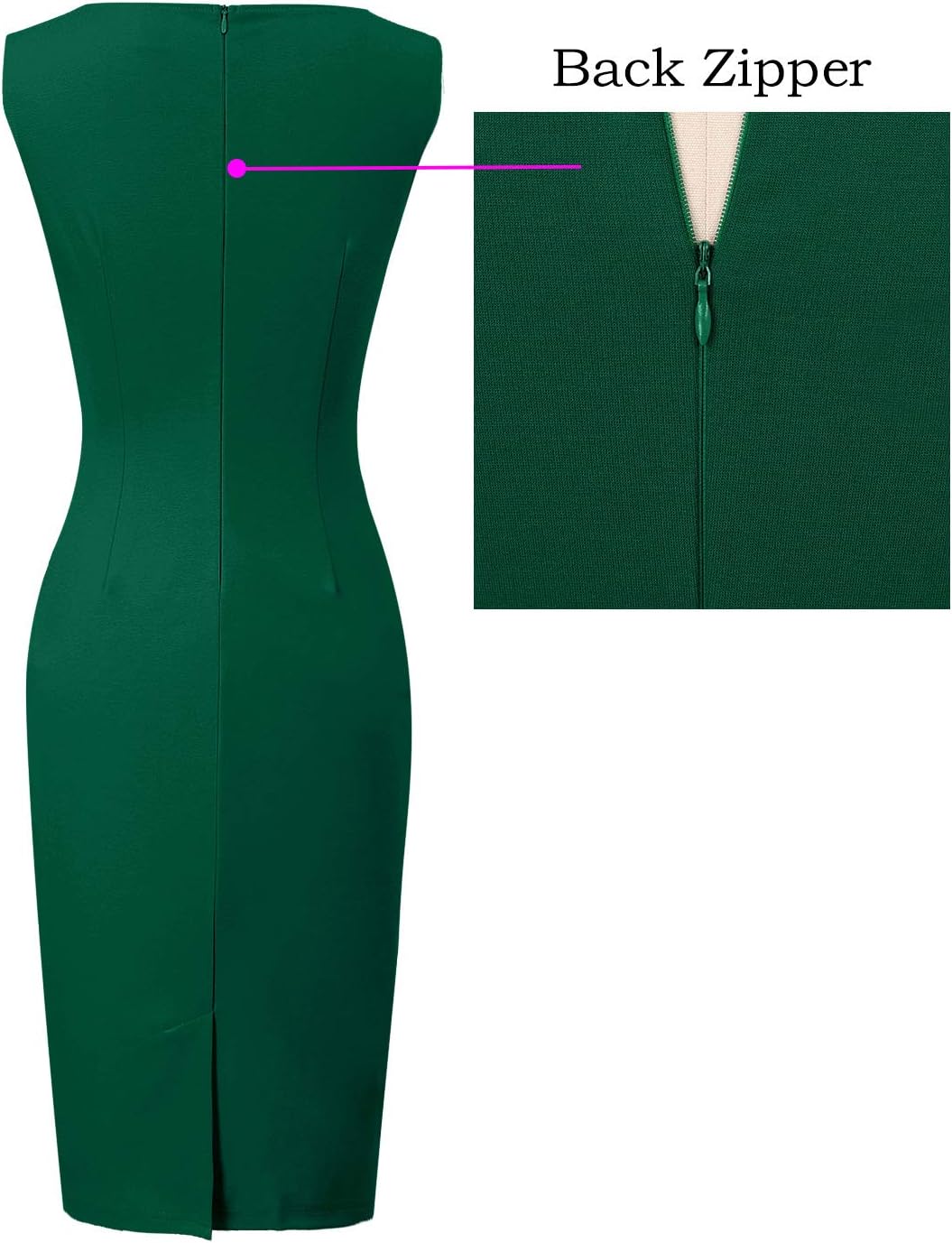 VFSHOW Womens Elegant Slim Front Zipper up Work Business Office Party Sheath Dress