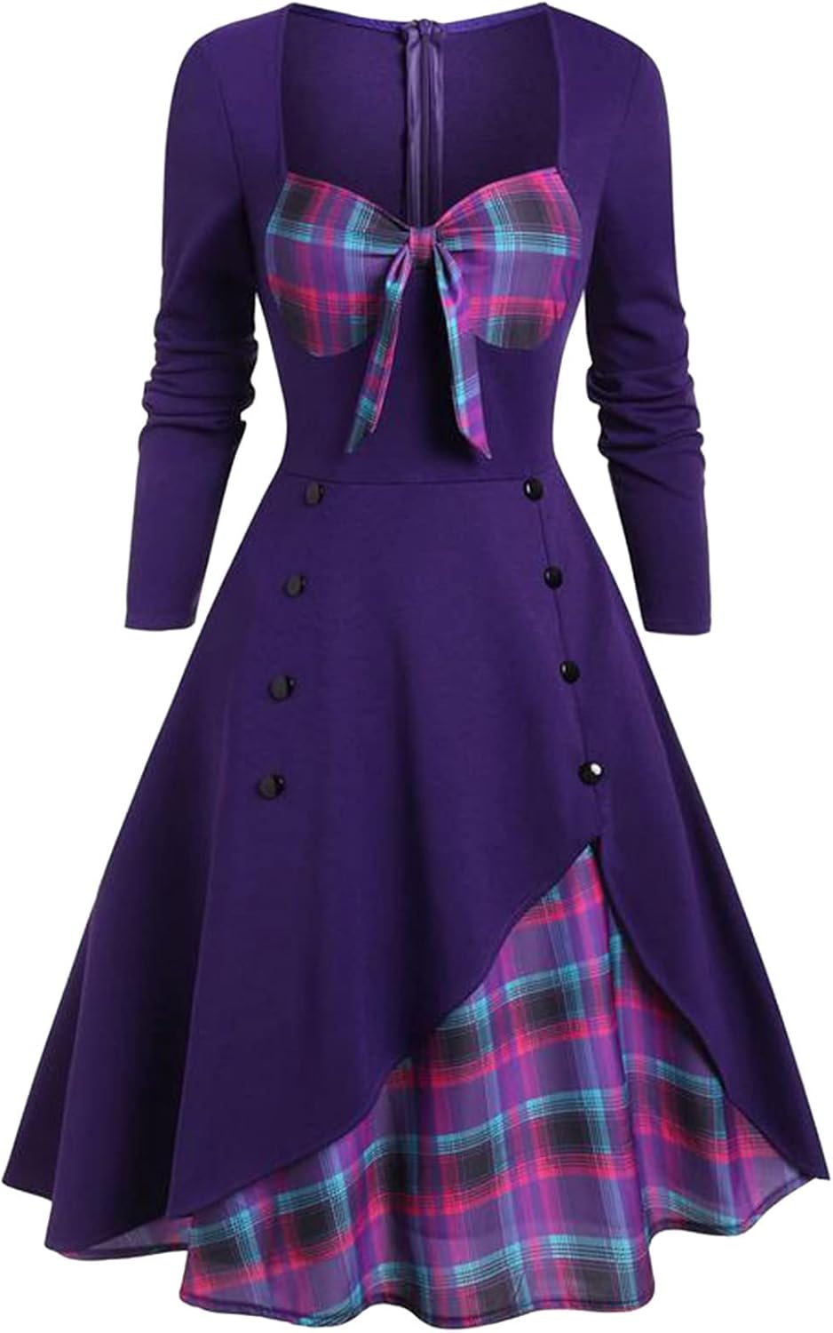 Lost Ink Dresses Women Fashion Solid O-Neck Half Sleeve Dress Stripe Splice Zipper Mini Dress