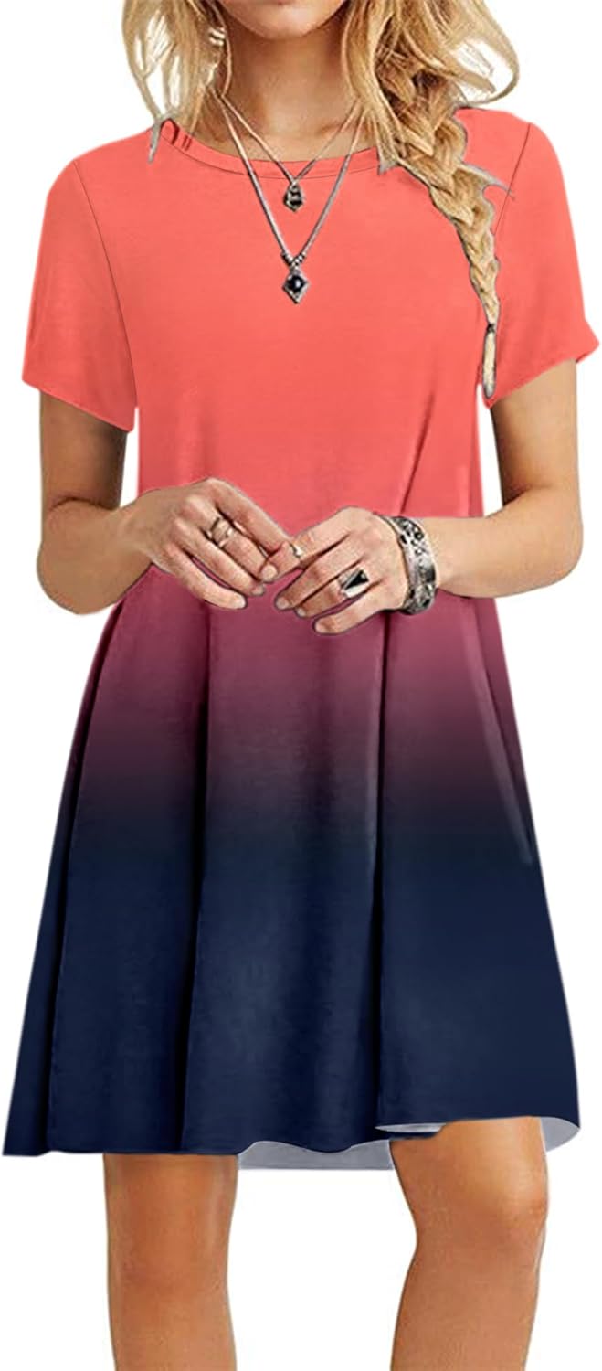 MOLERANI Women's Casual Plain Simple T-Shirt Loose Dress