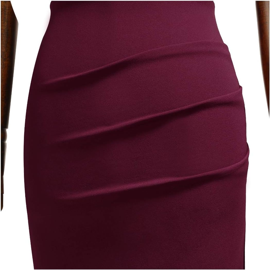 Miusol Women's Retro Ruffle Style Slim Work Pencil Dress