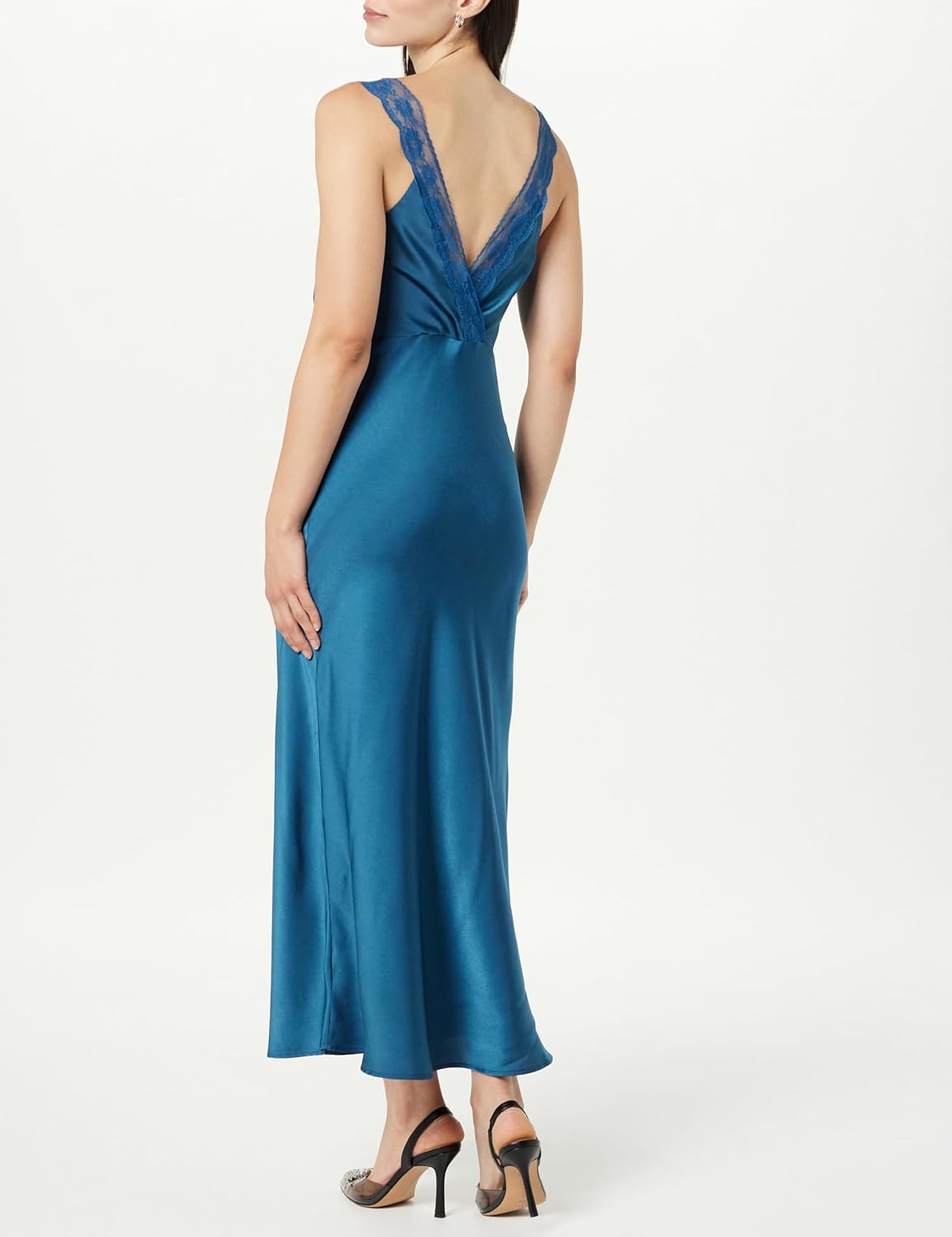 The Drop Women's Valentina Lace-Trimmed Slip Dress Insignia Blue, S
