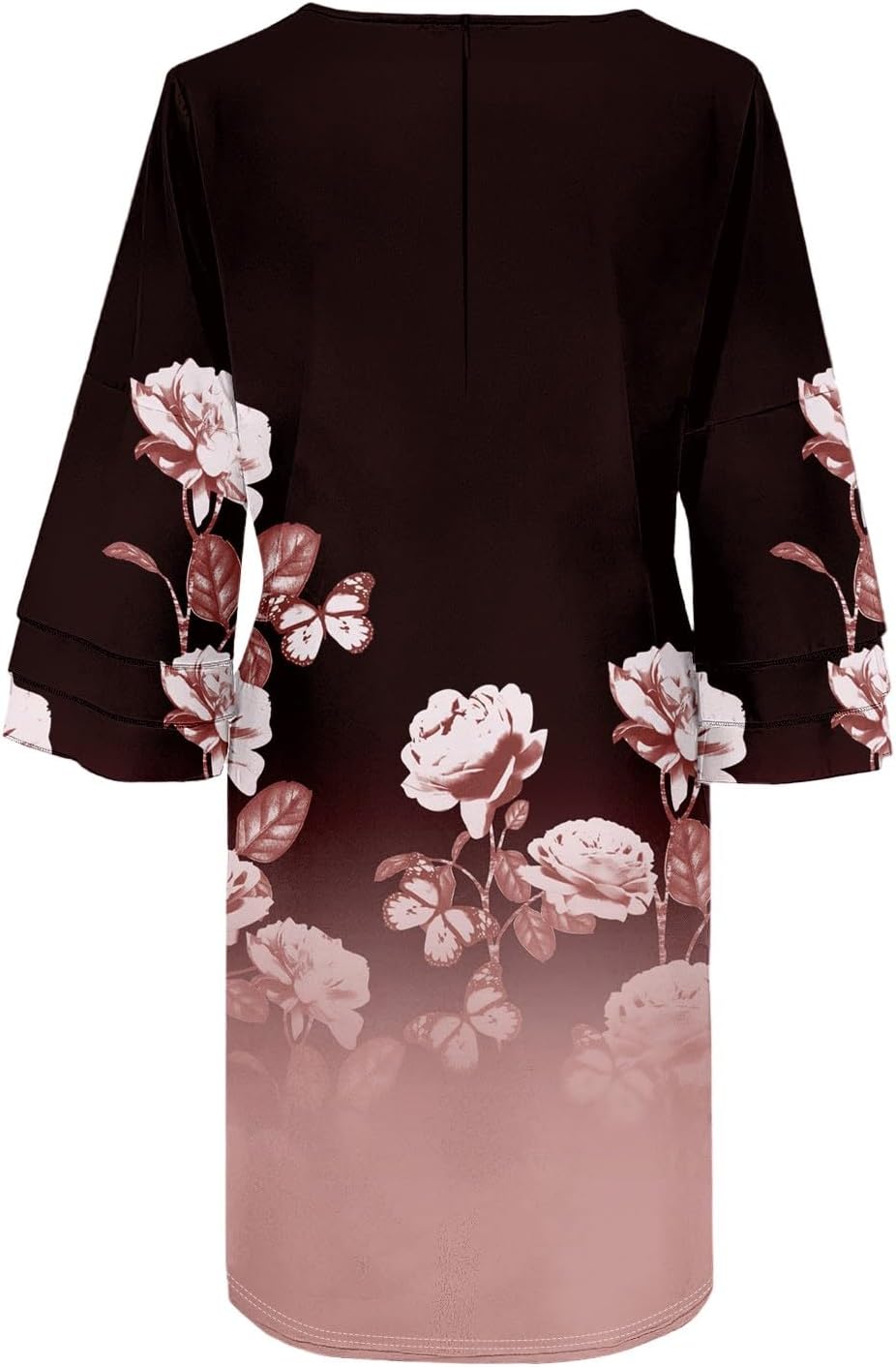 Beach Dresses for Women,2025 Summer Trendy Floral Print Boho Dress,Casual Loose V Neck Bell 3/4 Sleeve Mini Dress
