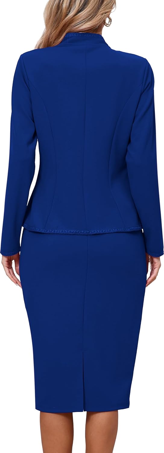 Women 2 Piece Business Suit Elegant Blazer Jacket and Skirt Sets Work Formal Office Clothes Suits