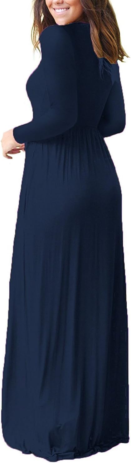 VIISHOW Women's Long Sleeve Loose Plain Maxi Dresses Casual Long Dresses with Pockets