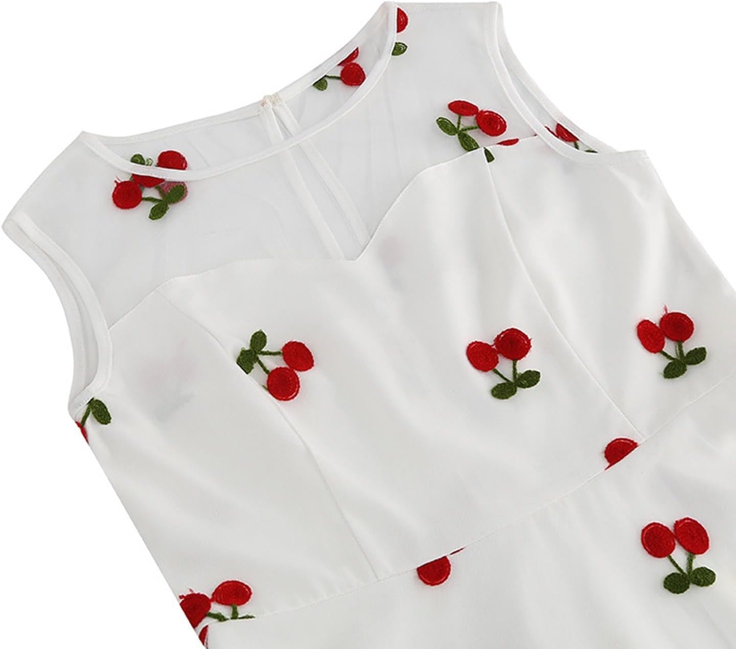HGps8w Vintage Cocktail Dress for Women, Elegant Butterfly Embroidered Lace V Neck Sleeveless A-Line Party Swing Dresses
